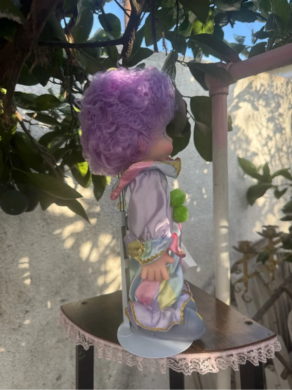 Precious Moments Purple Plush Clown Doll with Pastel Outfit